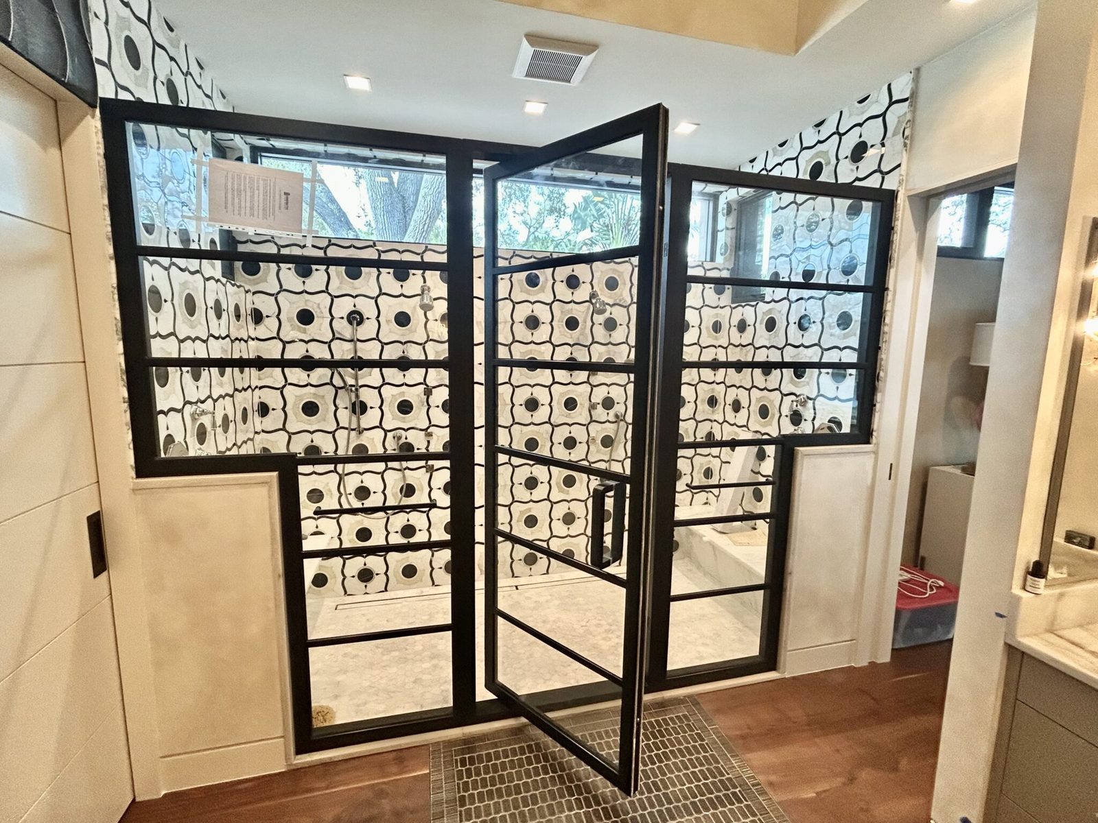 Interior & Specialty iron door — Shower enclosure and wall